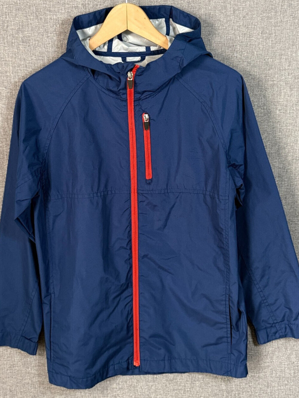Old Navy Kids Size XL 14-16 Hooded Full Zip Rain Jacket Windbreaker Blue Red